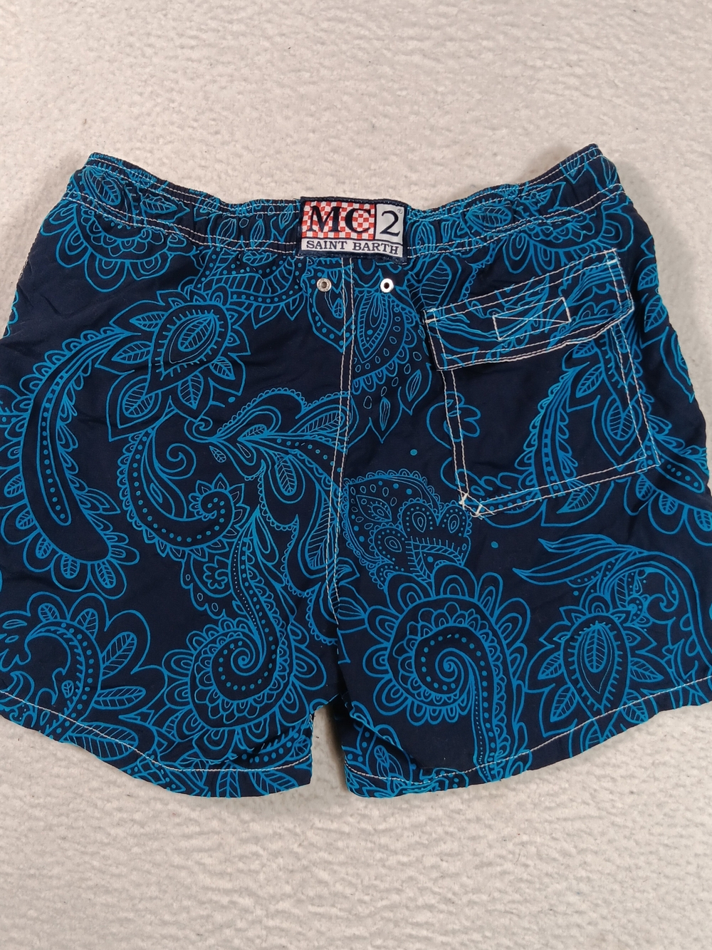 MC2 Saint Barth Swim Trunks Mens Small Blue Gustavia Velvet Swim Shorts Floral - Picture 5 of 14
